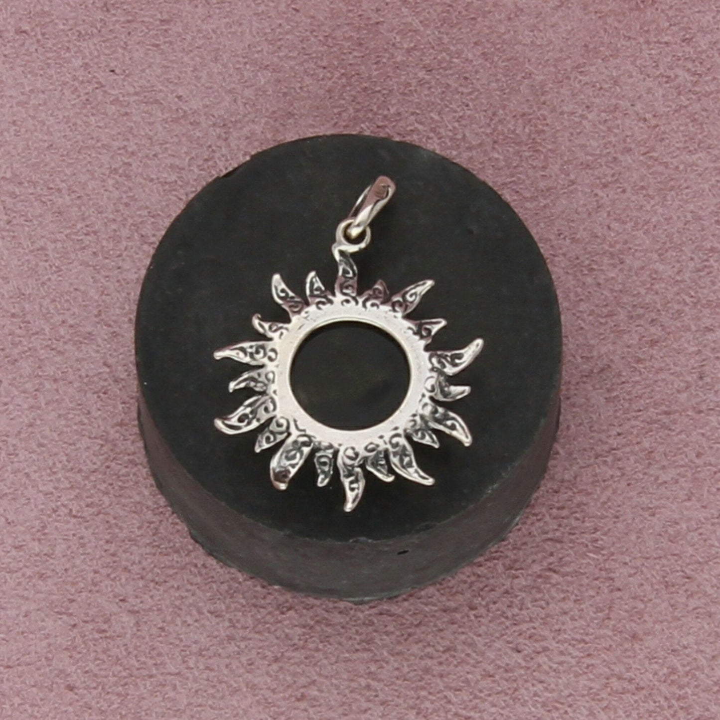 sterling silver vintage amber celestial sun pendant