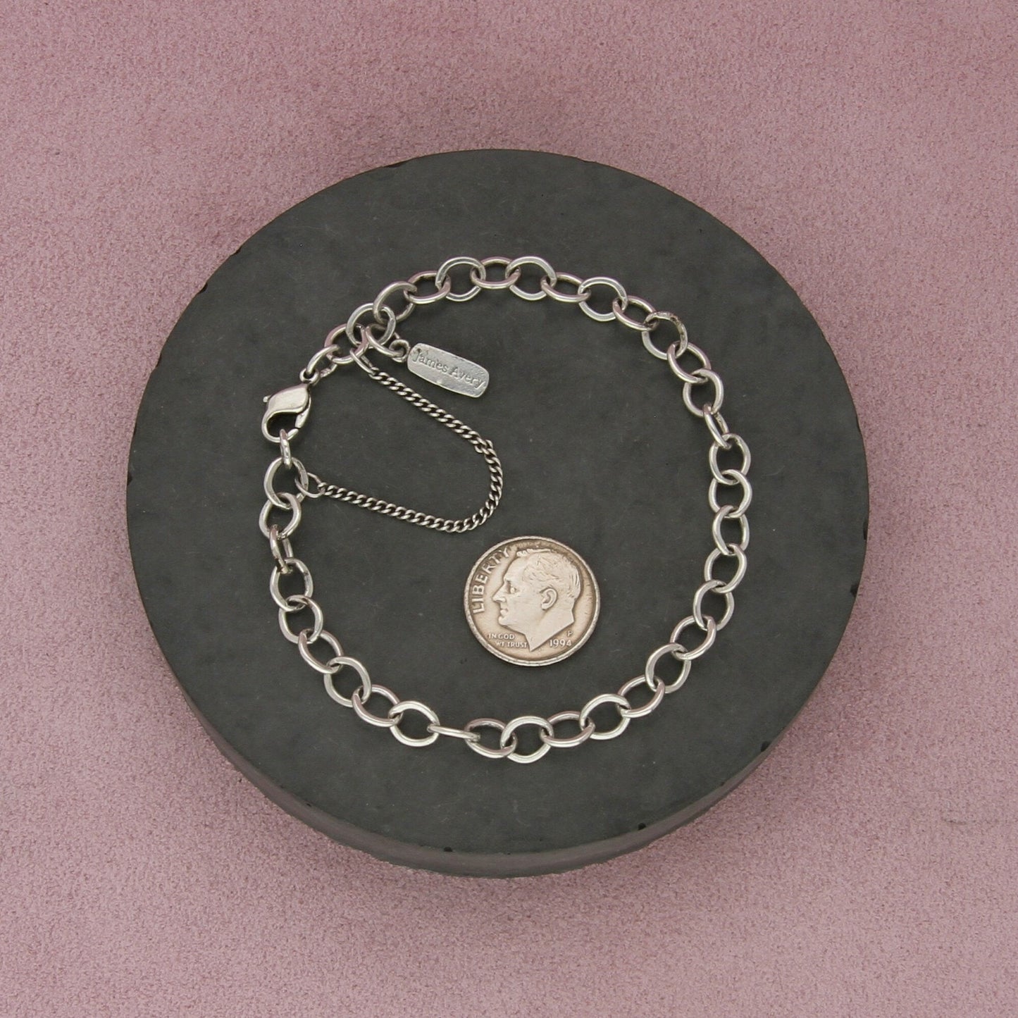 james avery sterling silver medium forged link charm bracelet size 7.5in