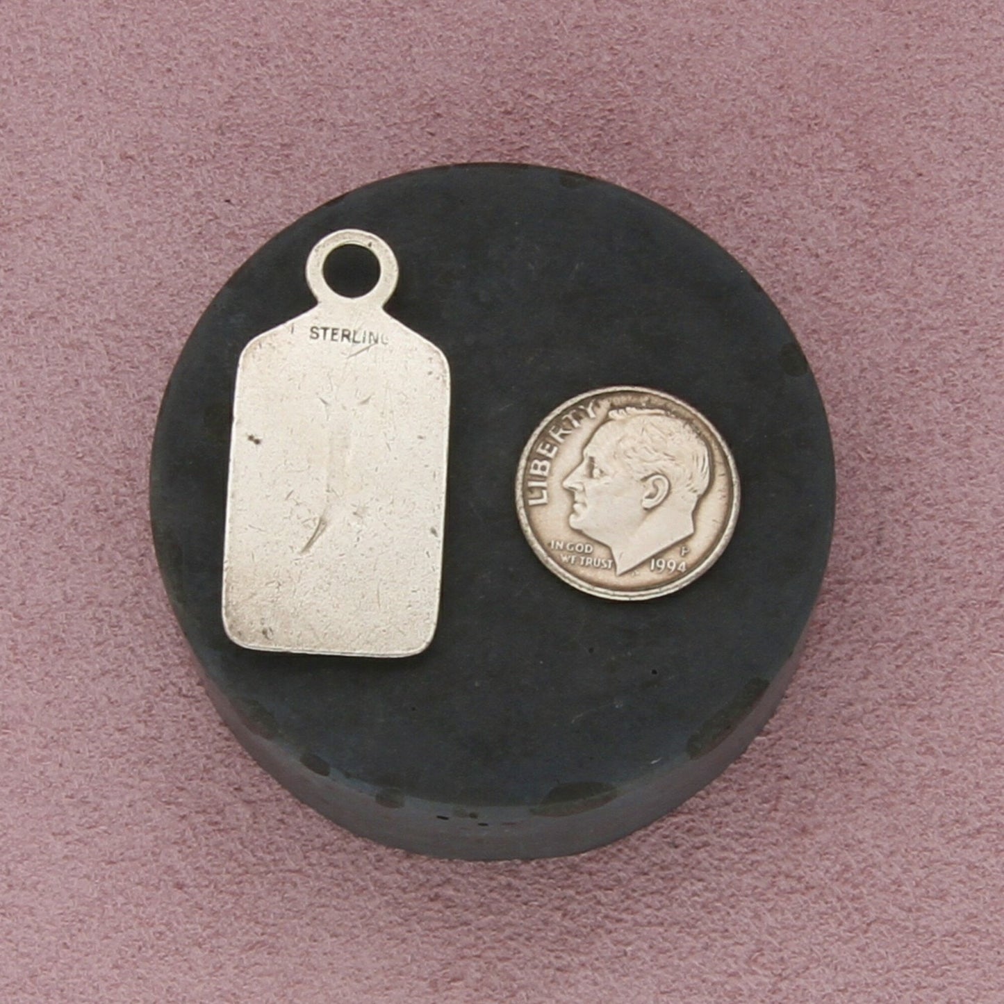 fred harvey era sterling silver vintage turquoise dog tag pendant