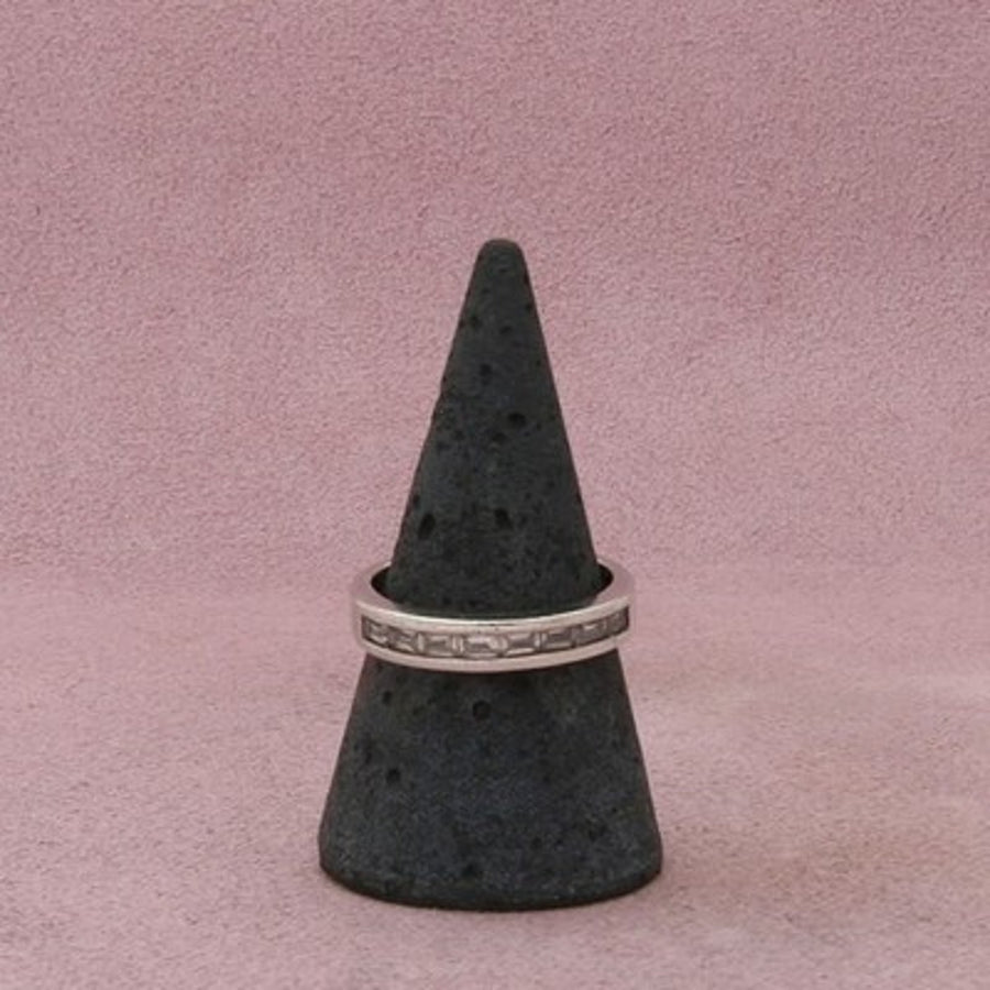 Sterling Silver Channel-Set Baguette Cz Band Ring Size 8.5