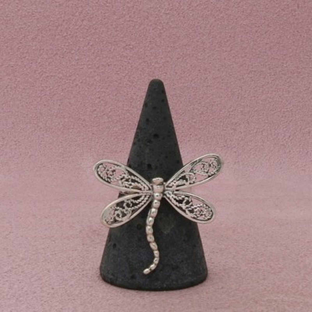 Sterling Silver Vintage Dragonfly Filigree Ring Size 7