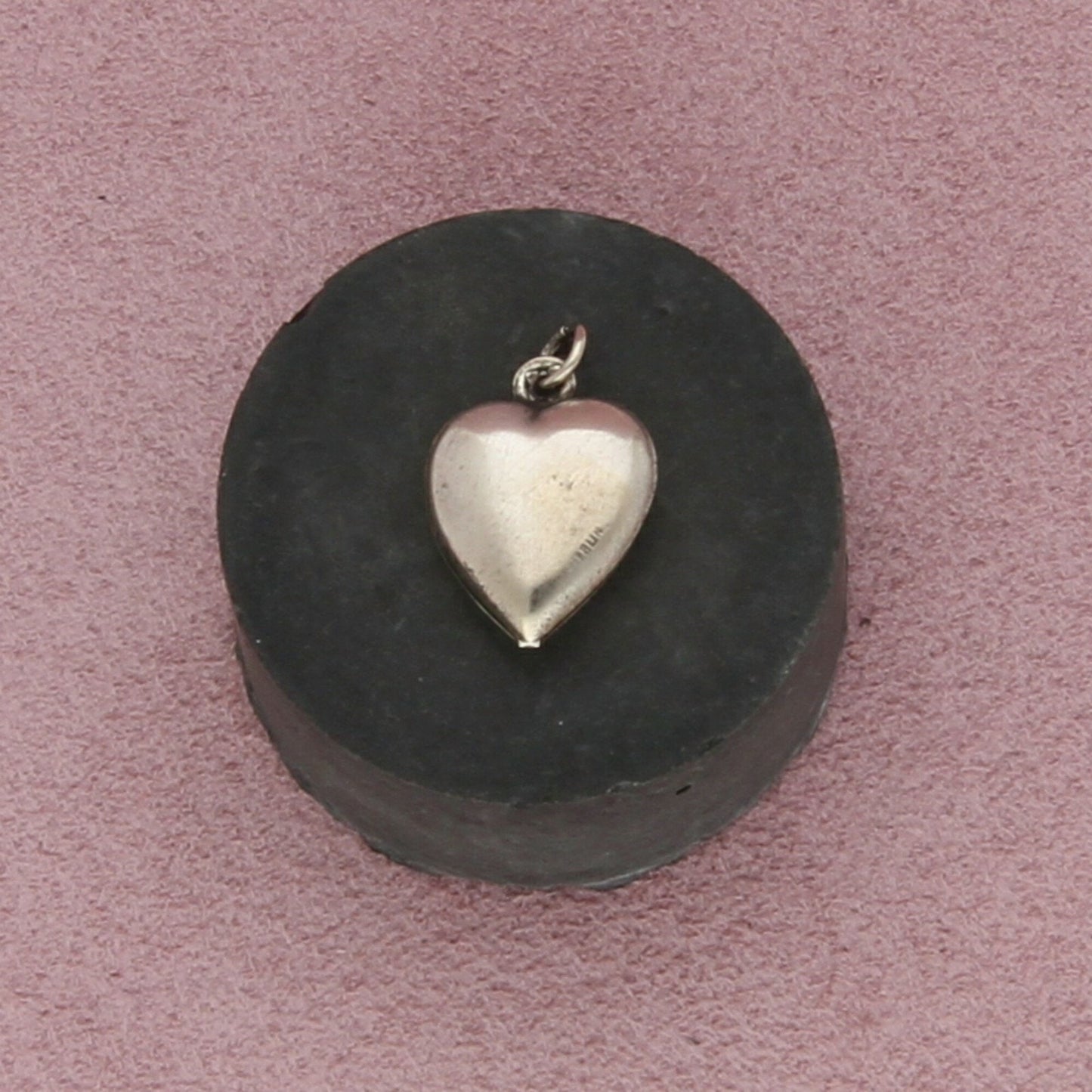 sterling silver vintage wwii grape bunch sweetheart puffy heart charm pendant