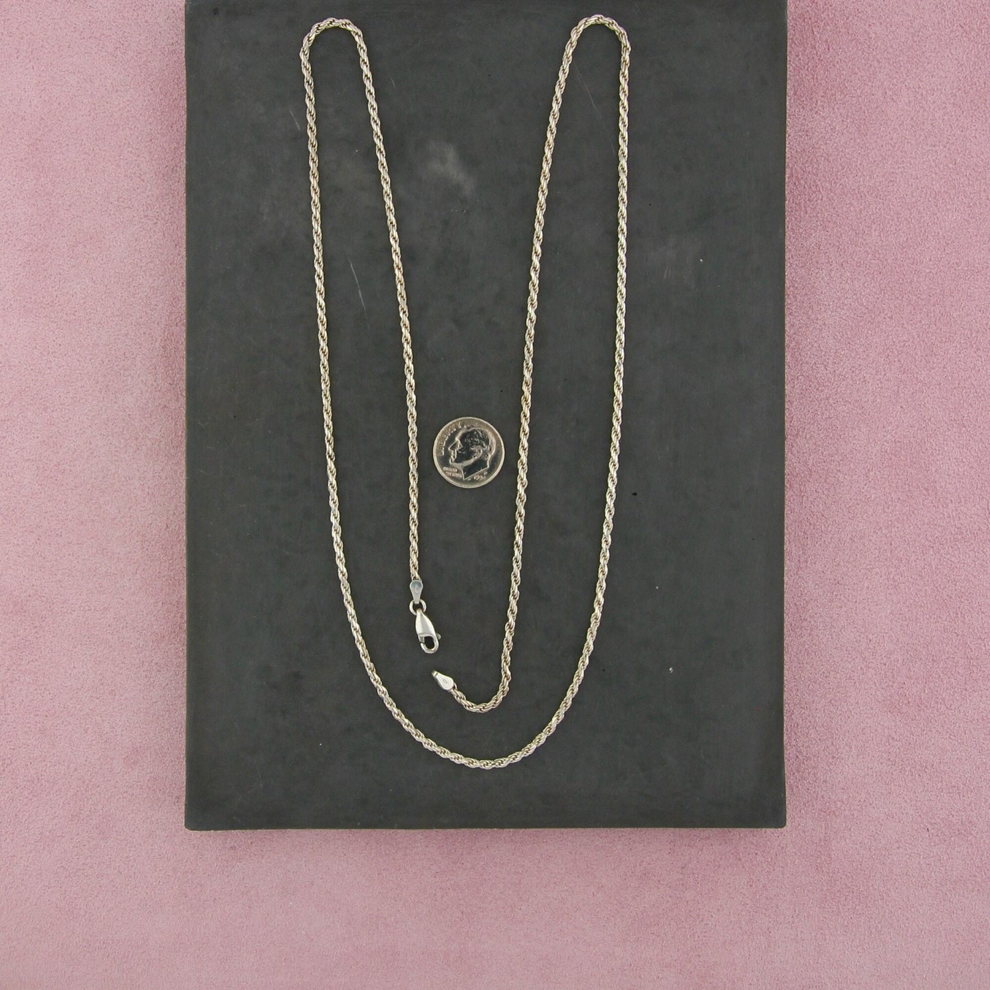 sterling silver 2mm rope chain necklace size 30in