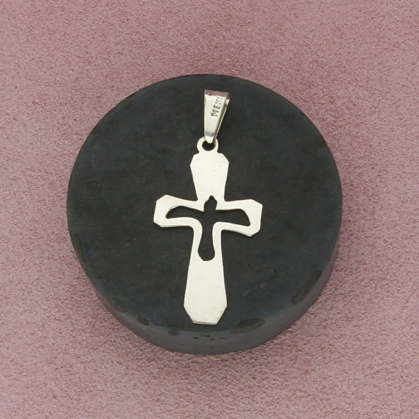 mexico sterling silver vintage open dove cross pendant