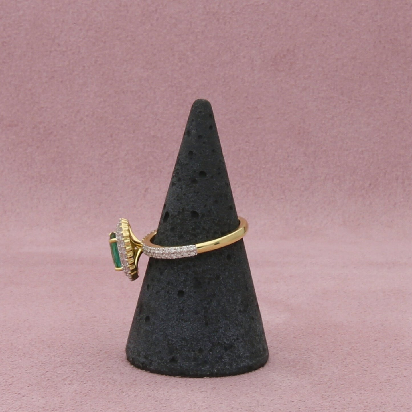 sloane street 18k yellow gold blue green tourmaline diamond halo ring size 6.5