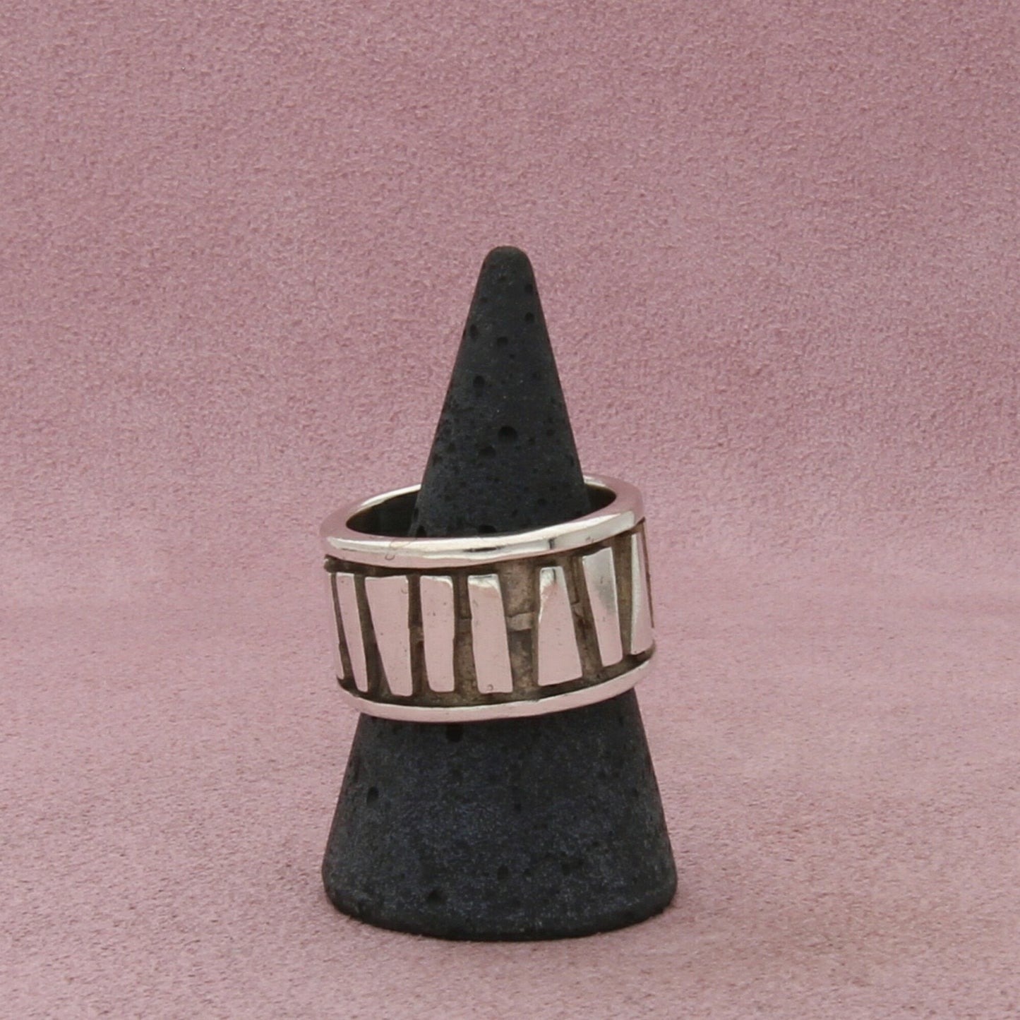 sterling silver mens vintage high quality handwrought 14mm band ring size 10.25