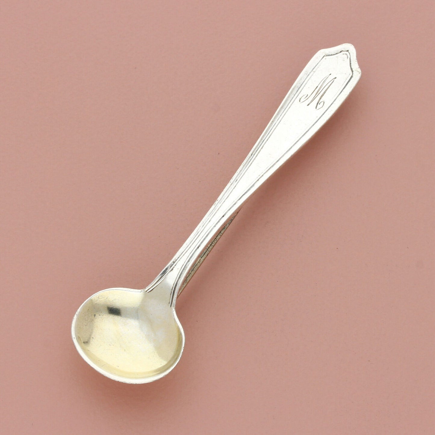 alvin sterling silver vintage monogrammed m sugar salt mini spoon brooch