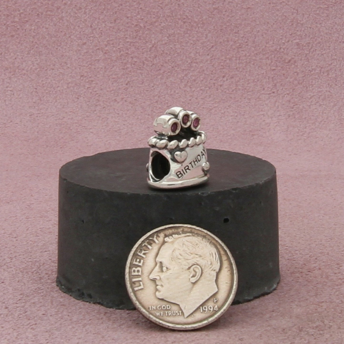 chamilia sterling silver pink cz happy birthday cake bead charm pendant