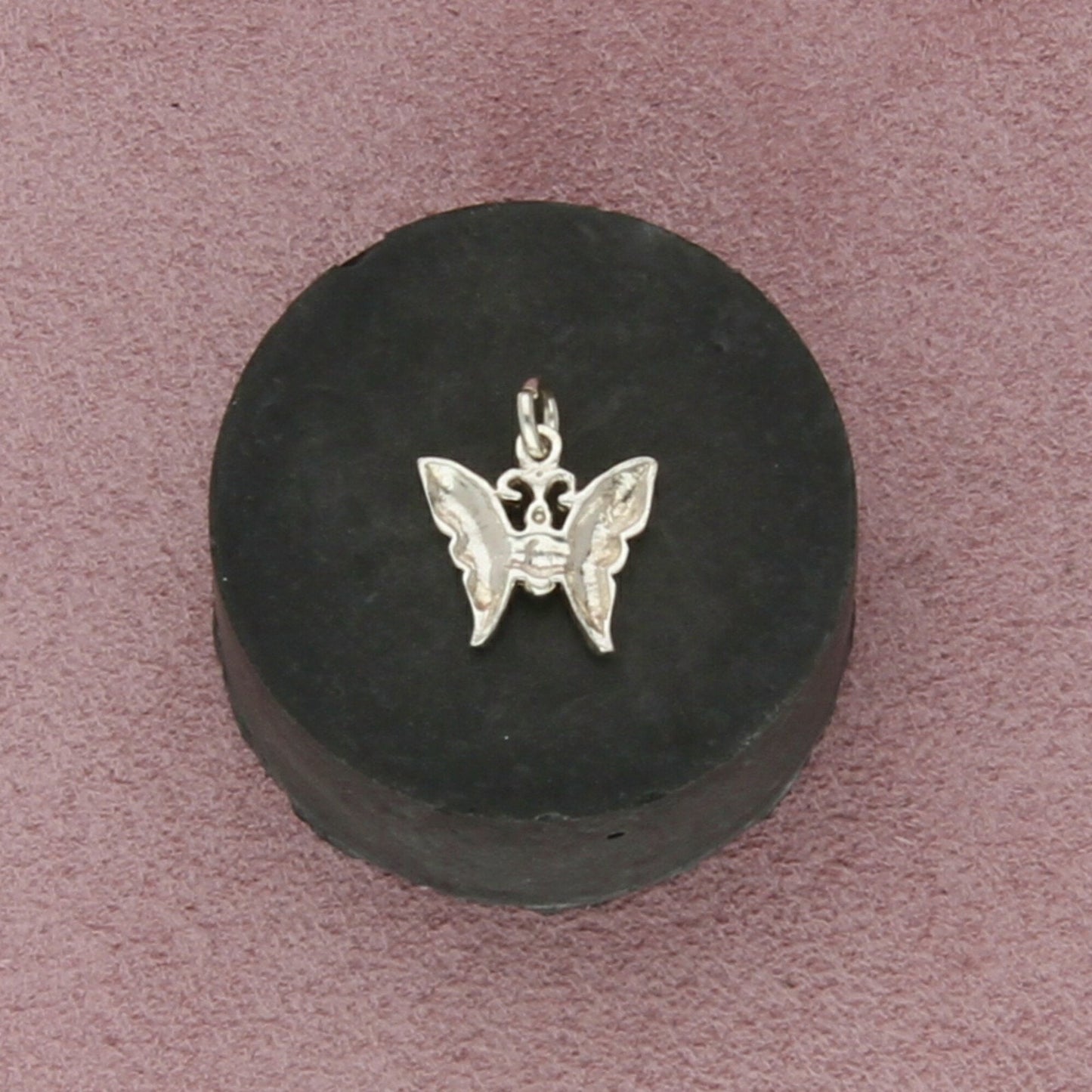 sterling silver pink enamel butterfly charm pendant