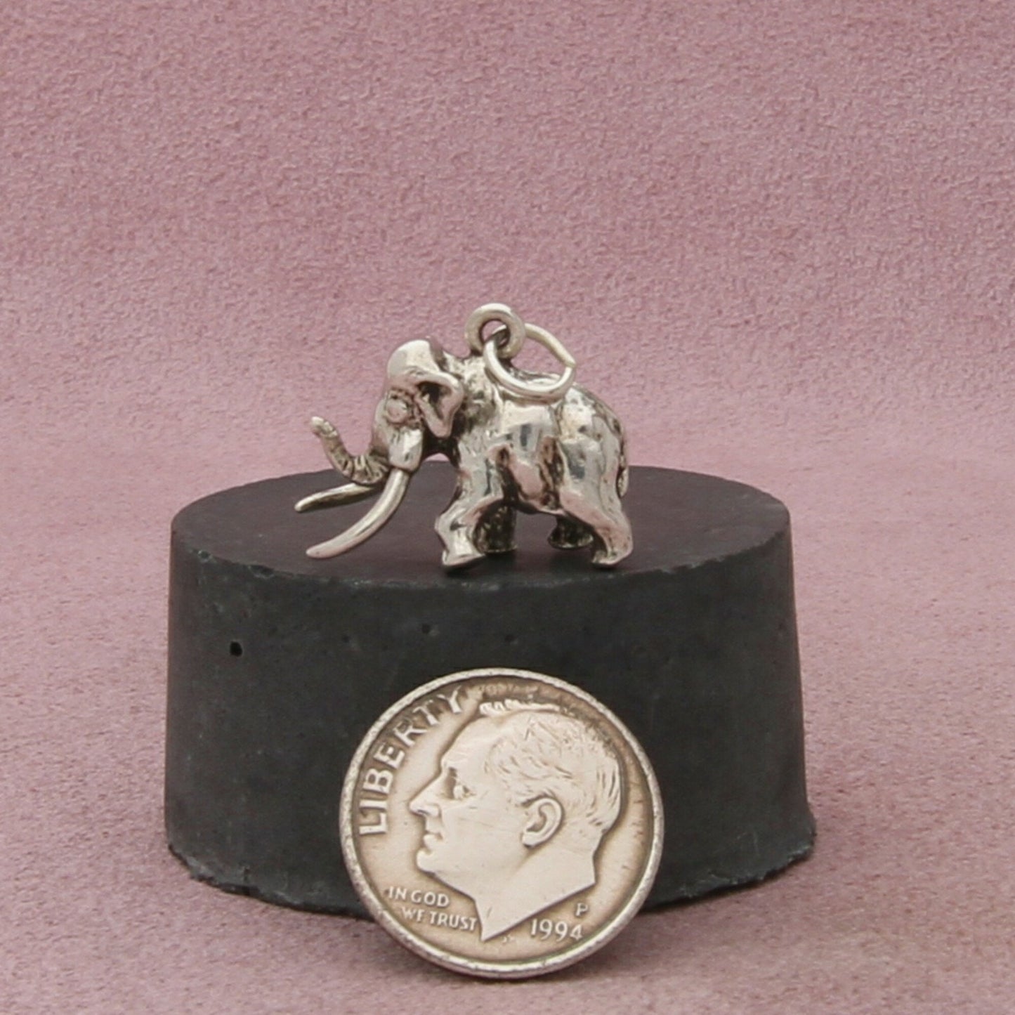 sterling silver vintage 3d elephant charm pendant