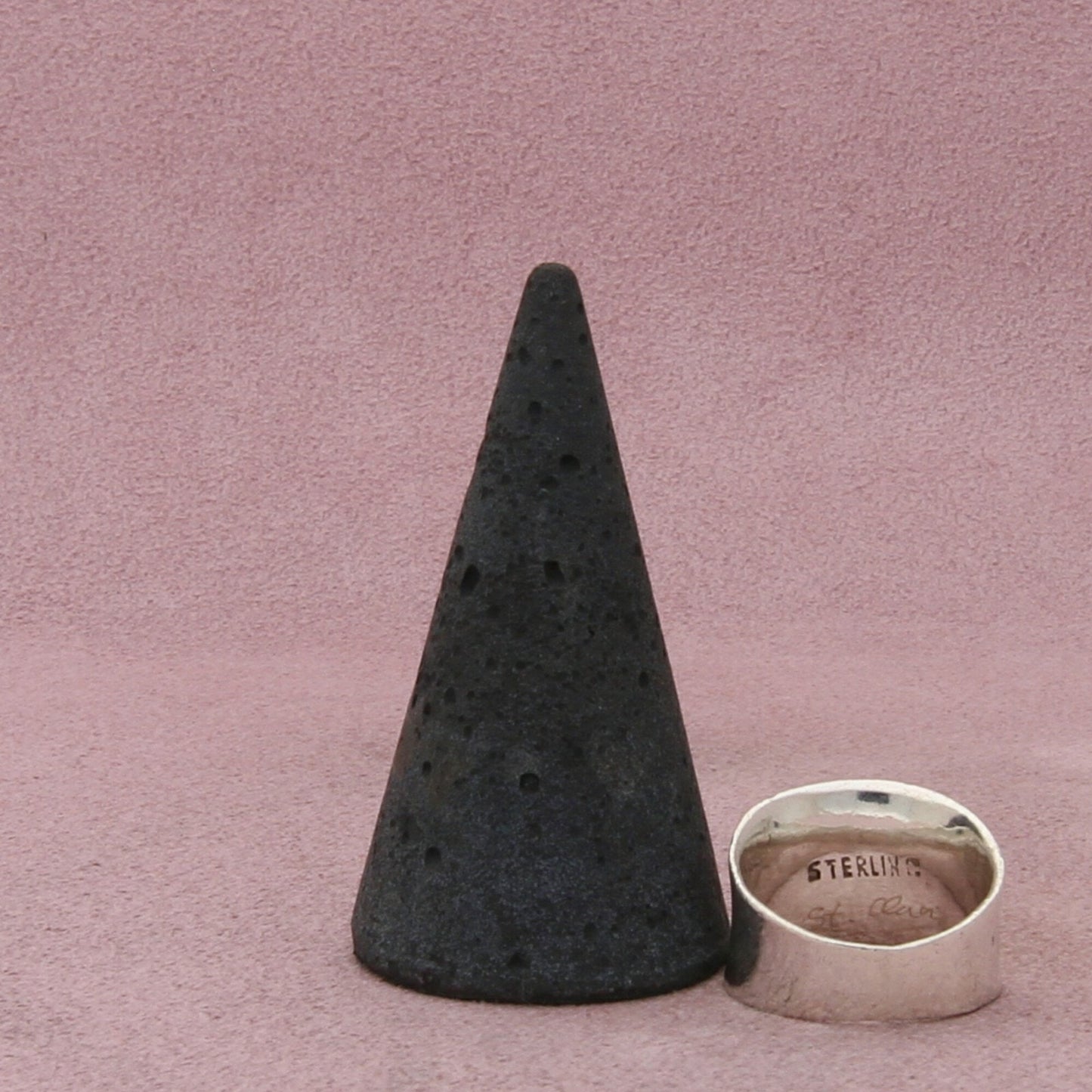 sterling silver concave cigar band ring size 5.75