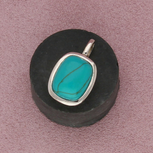 sterling silver bezel-set turquoise pendant