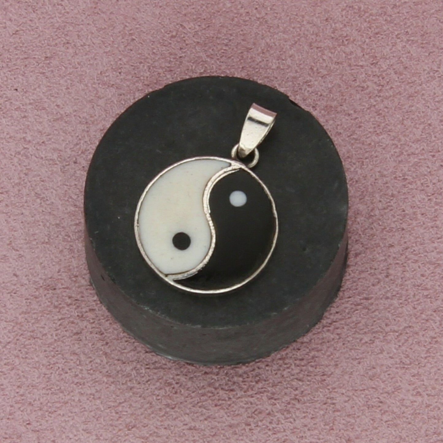 sterling silver onyx yin yang pendant