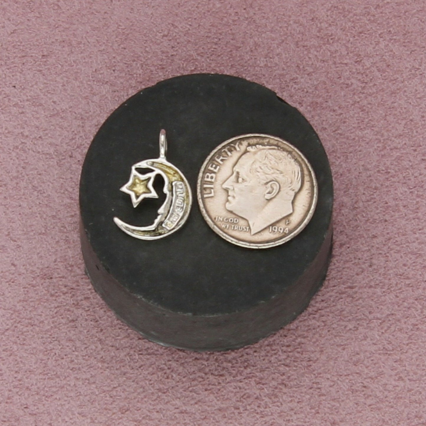sterling silver crescent moon & star pendant