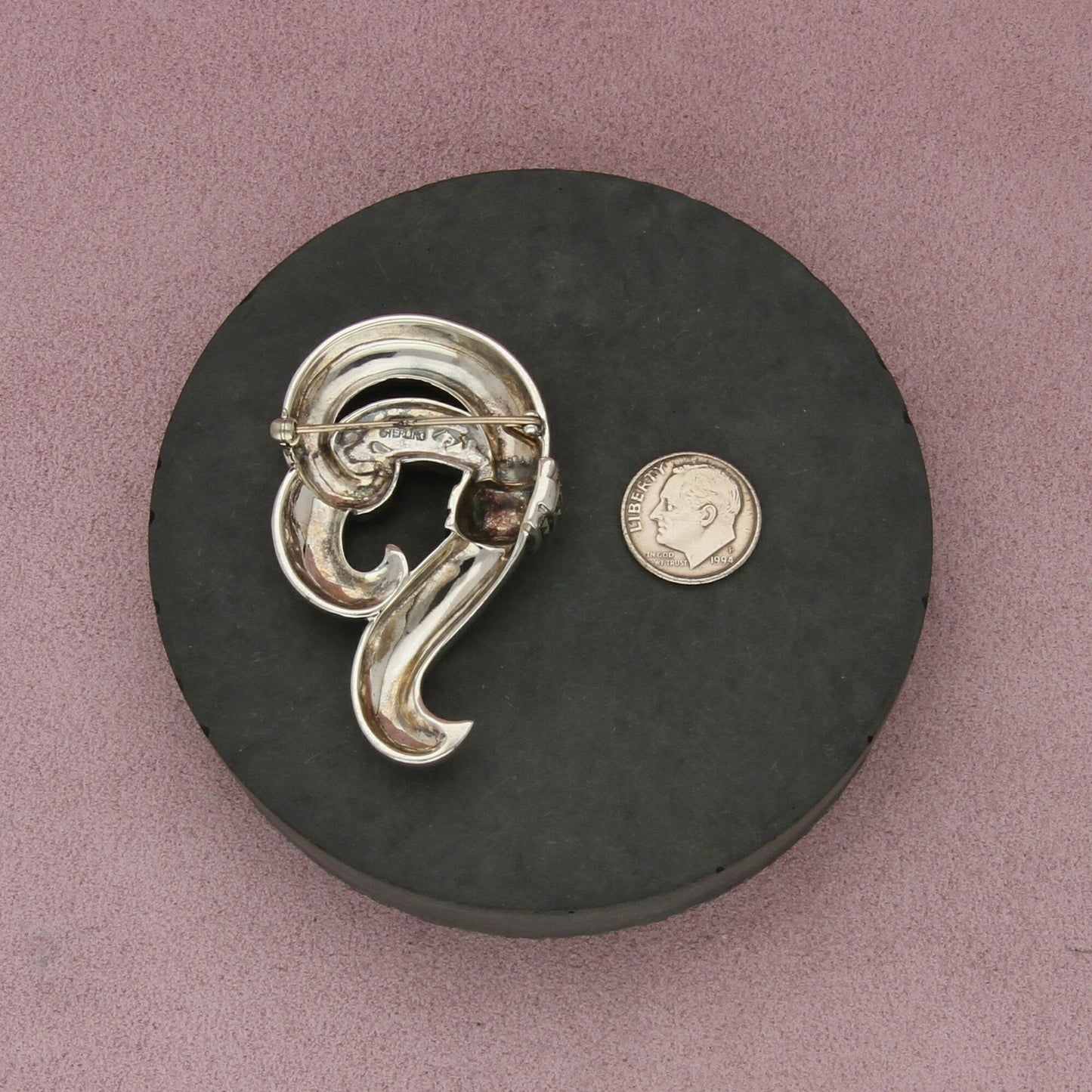 judith jack sterling silver marcasite studded scroll brooch