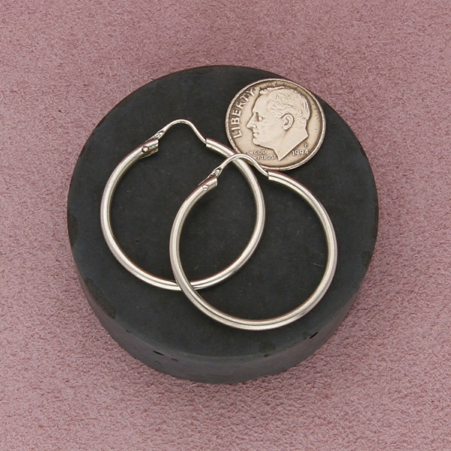 sterling silver vintage 30mm tube hoop earrings
