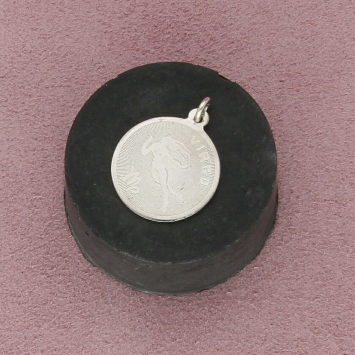 sterling silver vintage virgo disc charm pendant