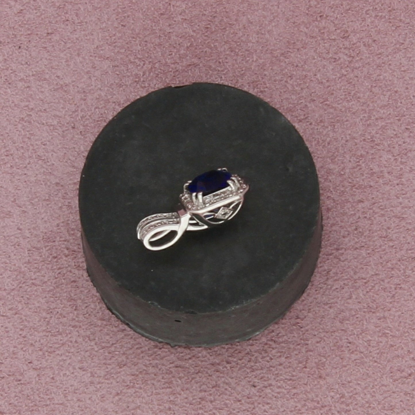 sterling silver diamond accent blue sapphire pendant