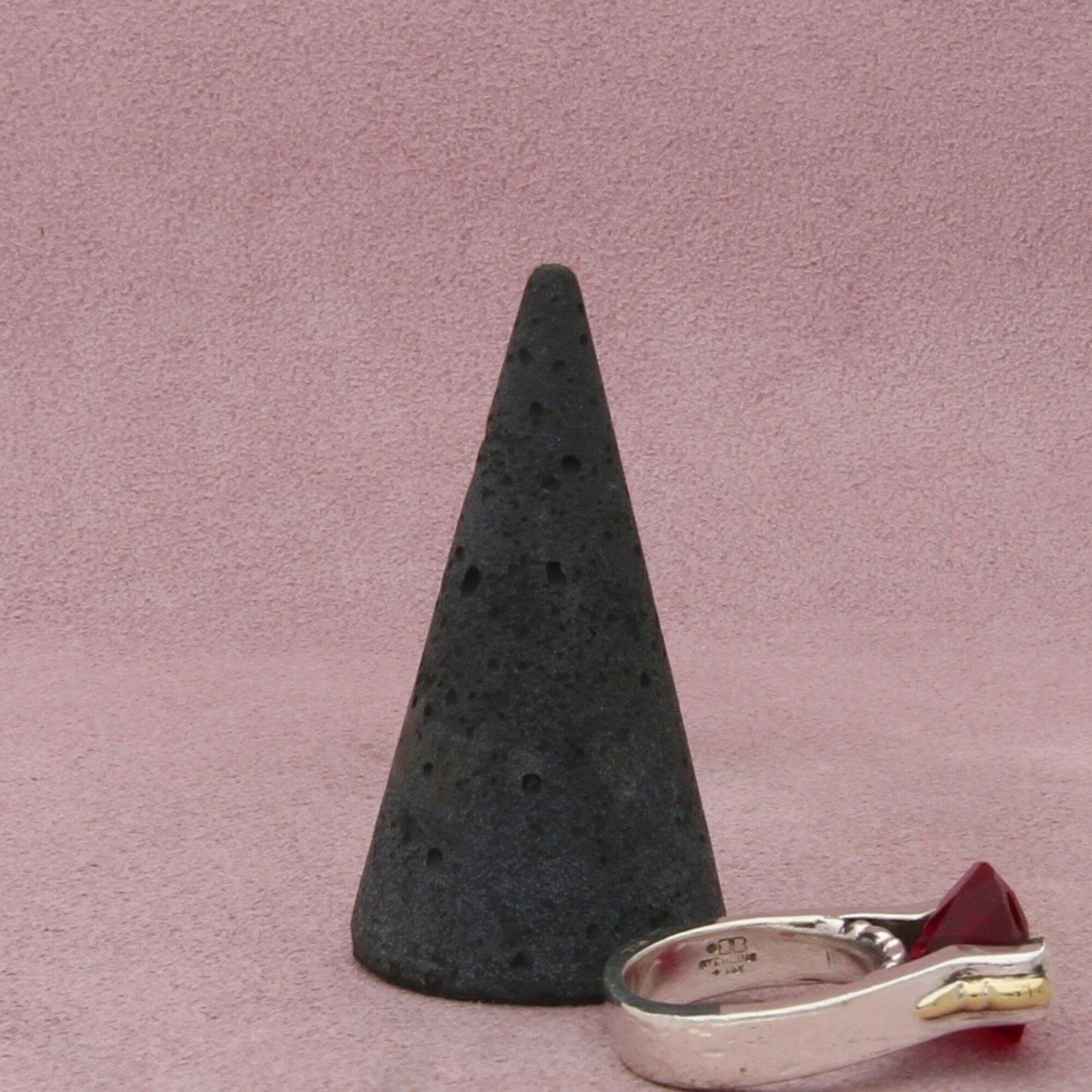 designer sterling silver & 18k gold round-cut ruby ring size 6