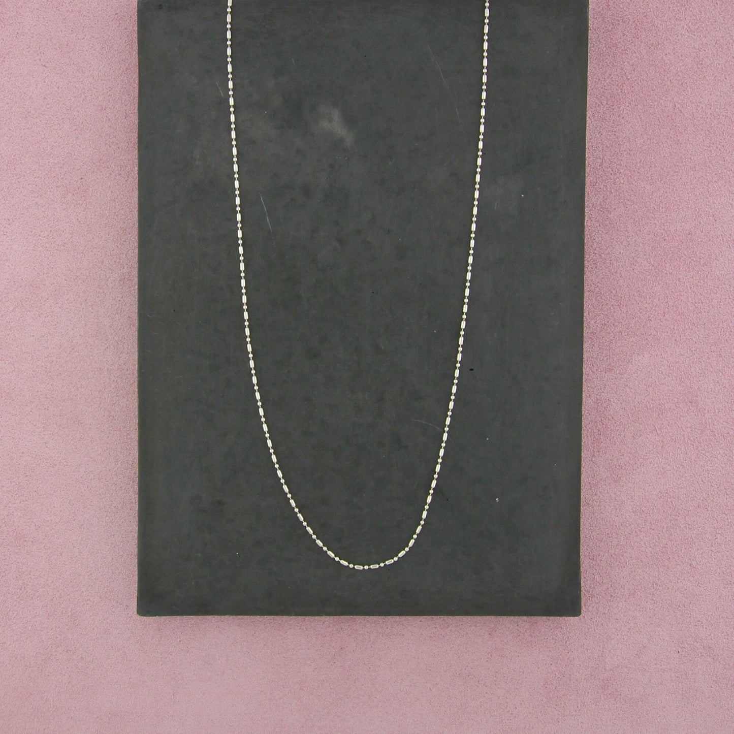 sterling silver 2mm beaded bar link chain necklace size 30in