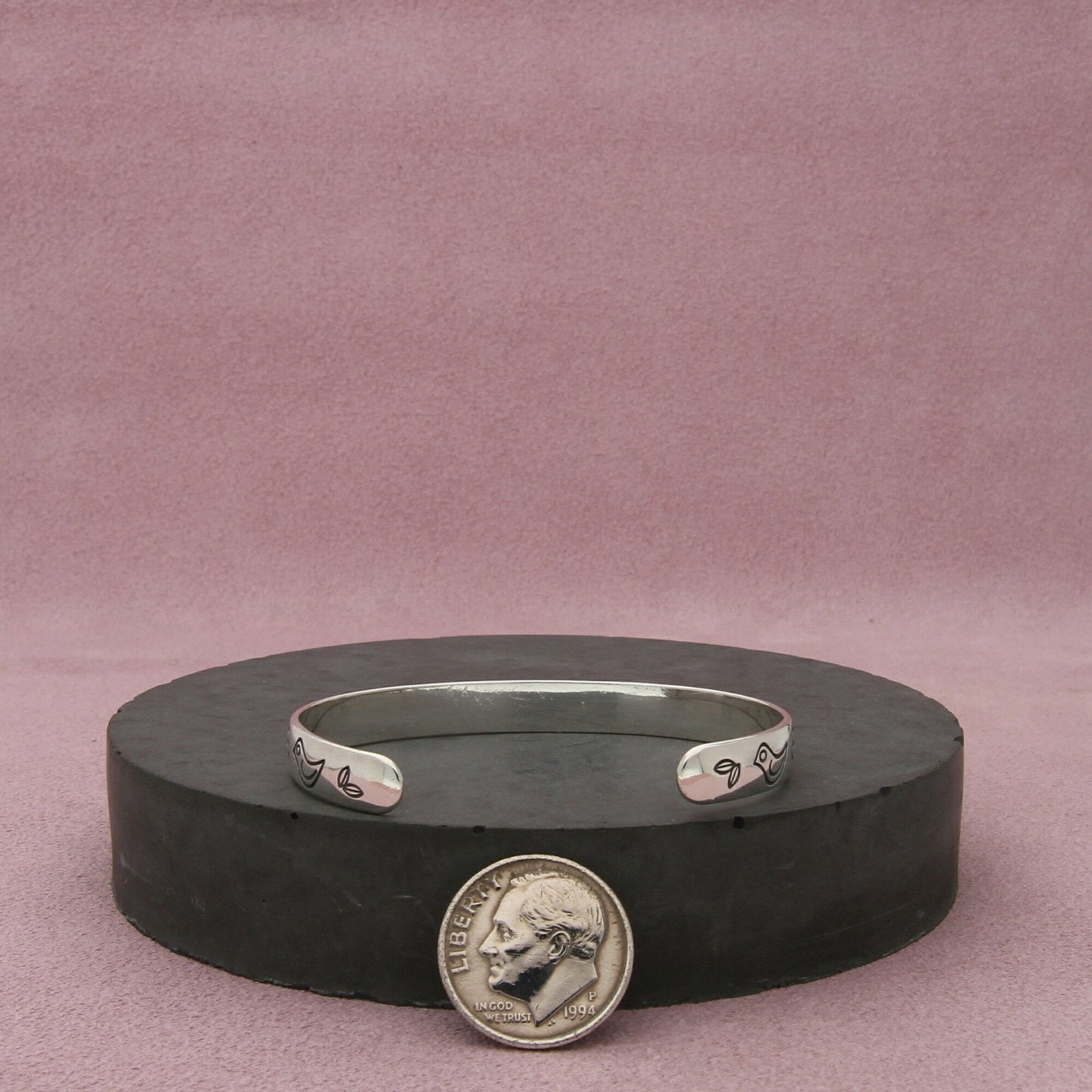 james avery sterling silver childs birds and flowers cuff bracelet size 5.25in