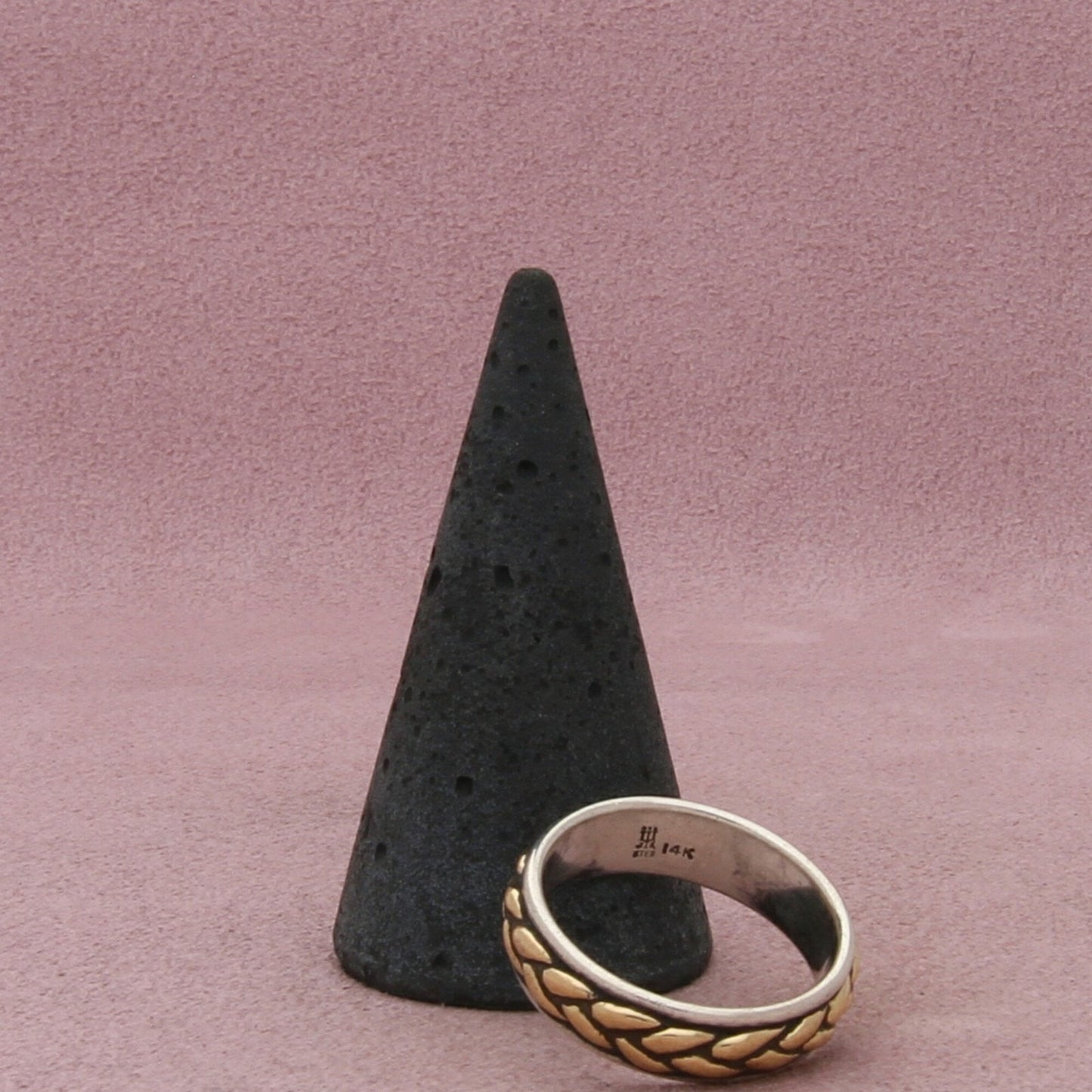 james avery sterling silver & 14k gold mens retired braided woven band ring 9
