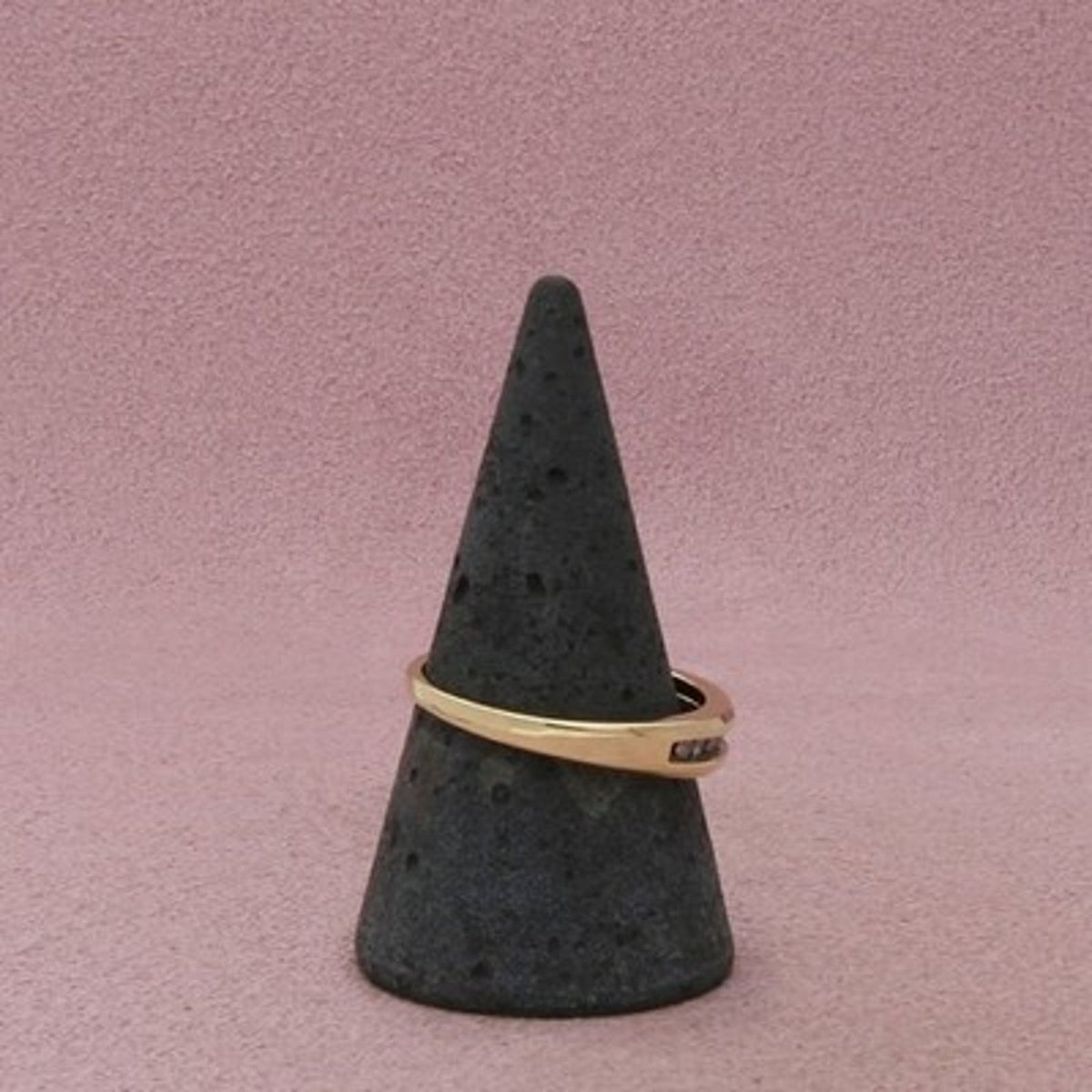 10K Yellow Gold Channel Set Round Diamond Band Ring Size 10