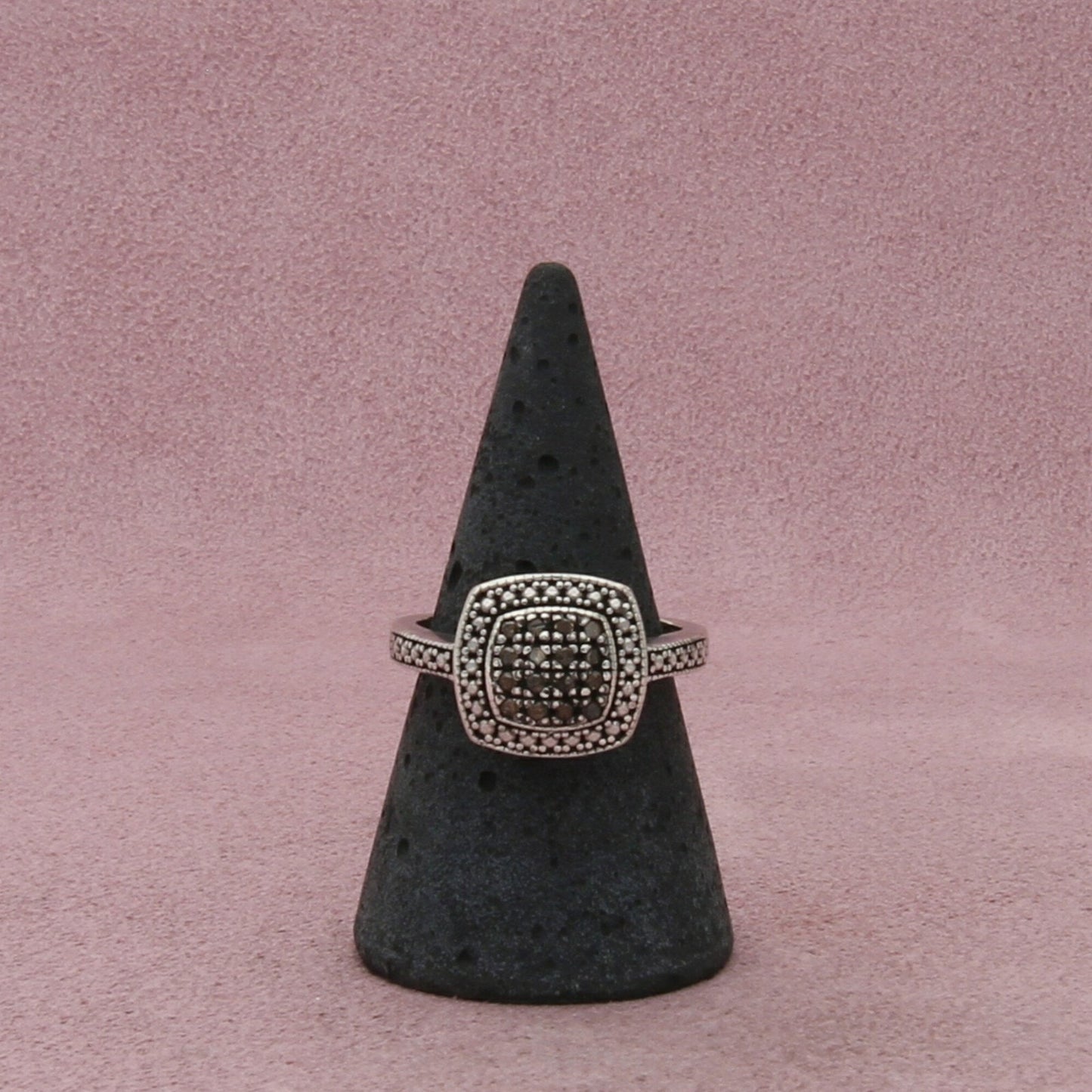 sterling silver pave yellow diamond ring size 8.25