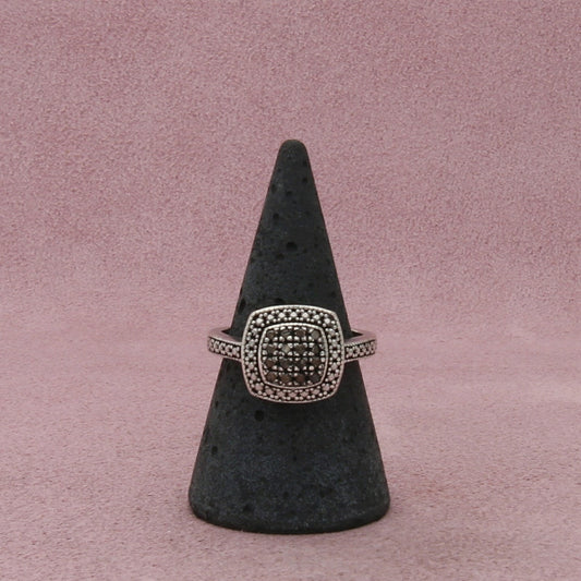 sterling silver pave yellow diamond ring size 8.25