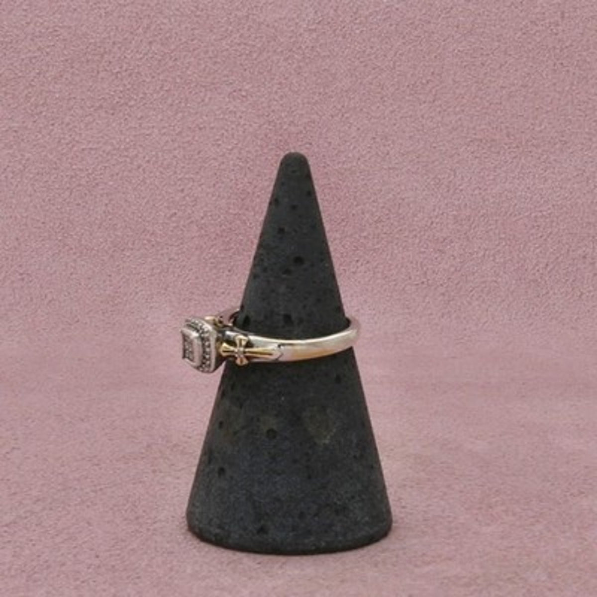 Kay Jewelers Sterling Silver Diamond Two Toned Cross Cluster Ring Size 4.75