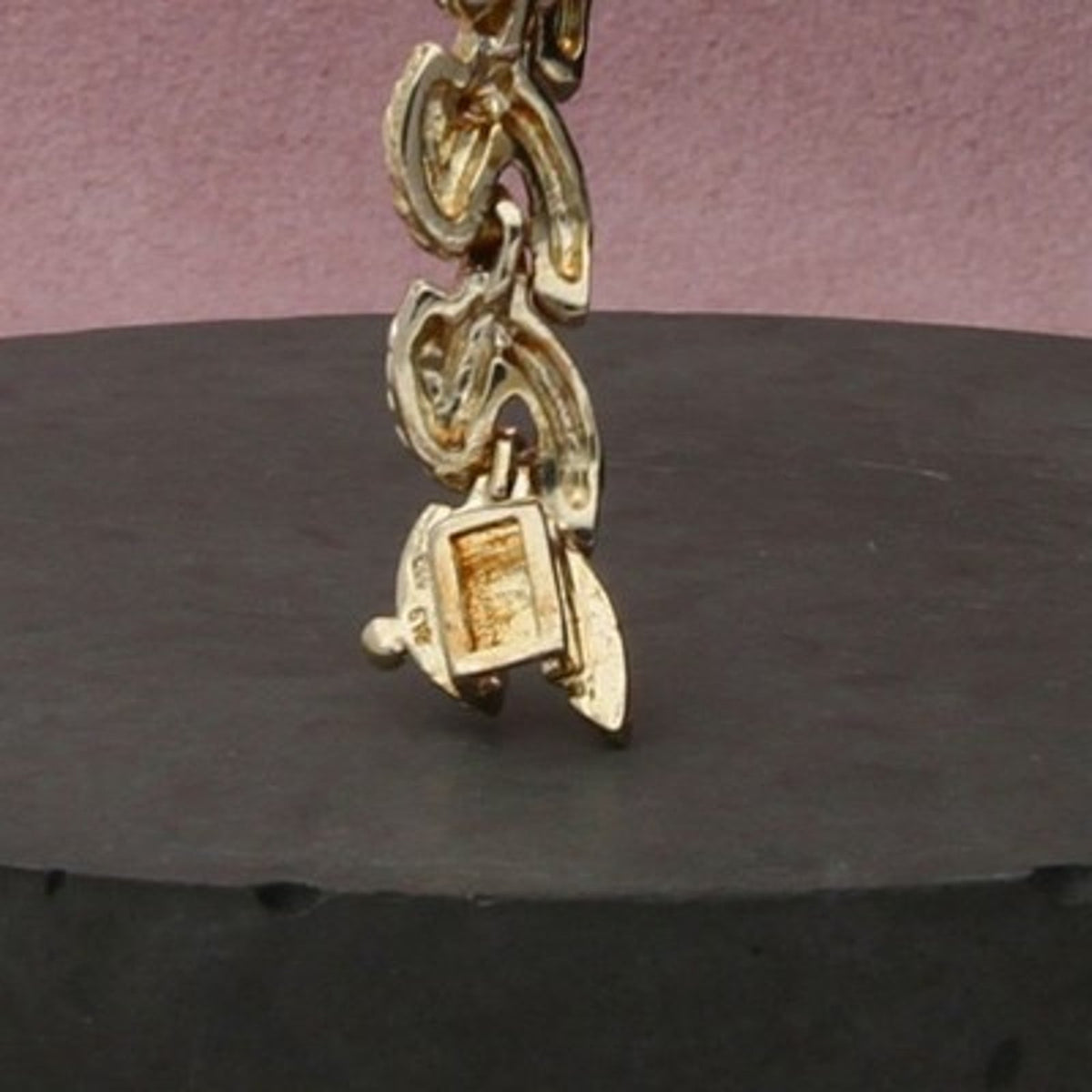 Sterling Silver Gold Plate Two Tone Leaf Motif Tennis Bracelet Size 6.5in