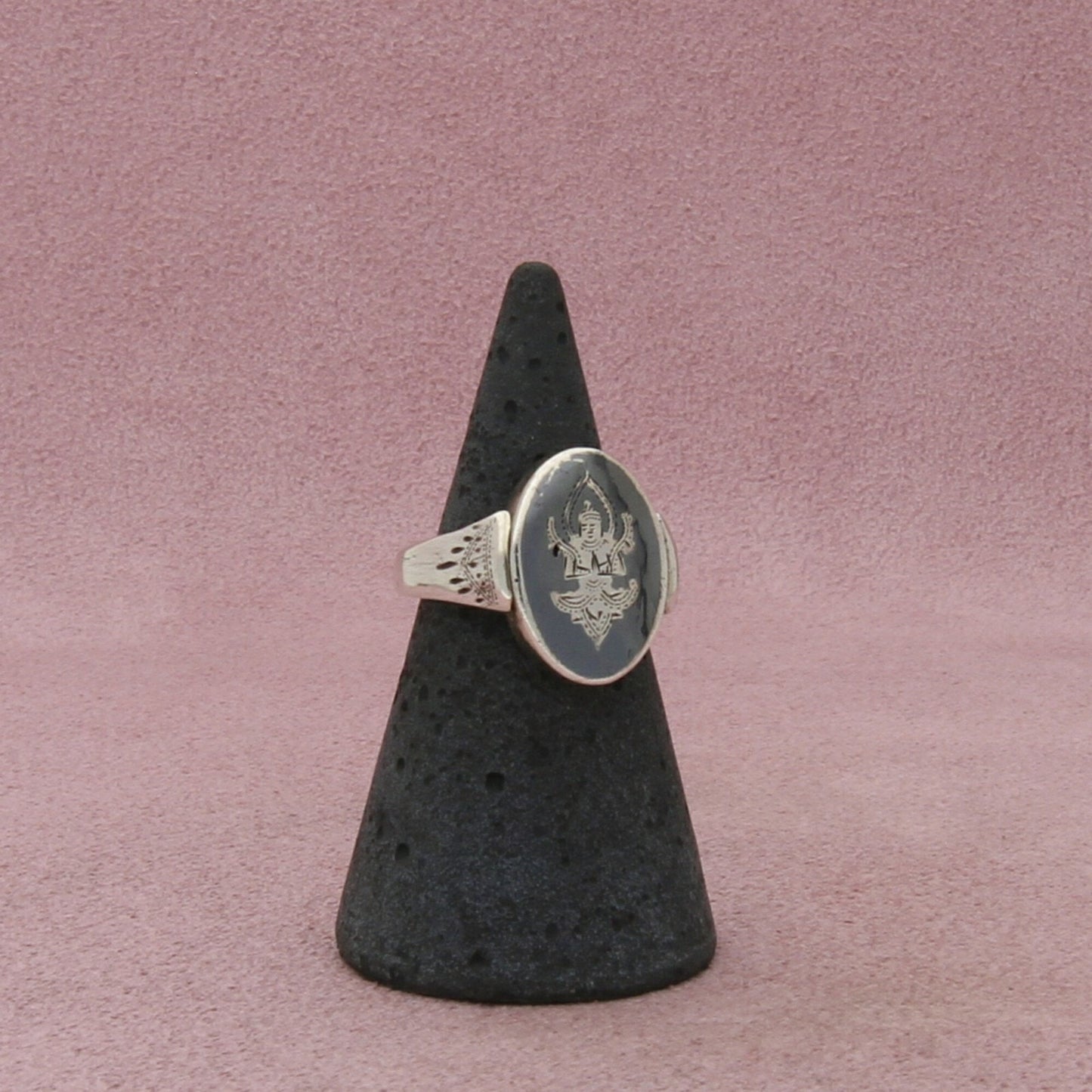 sterling silver vintage siam reversible nielloware (flips) ring size 5.25