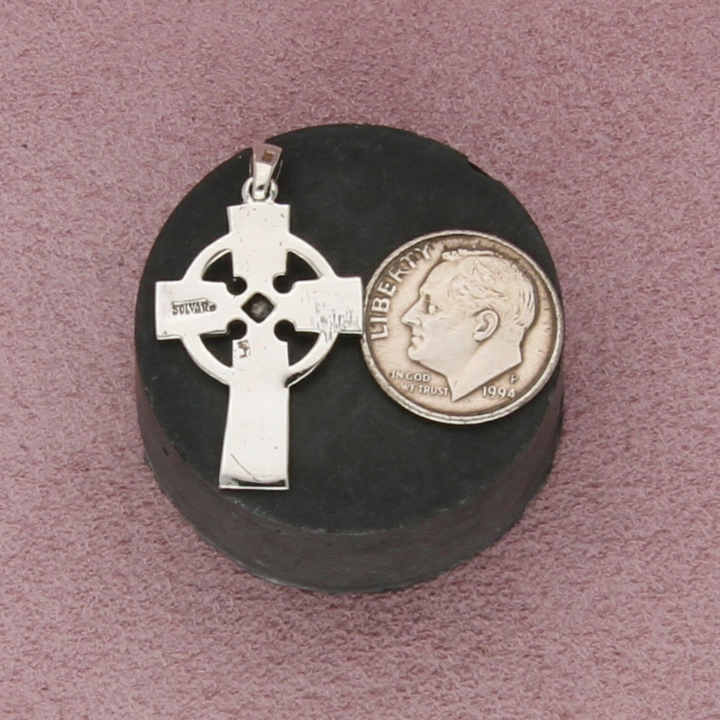 sterling silver marcasite studded cross pendant