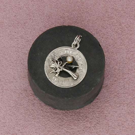 sterling silver vintage enamel pearl graduation day charm pendant
