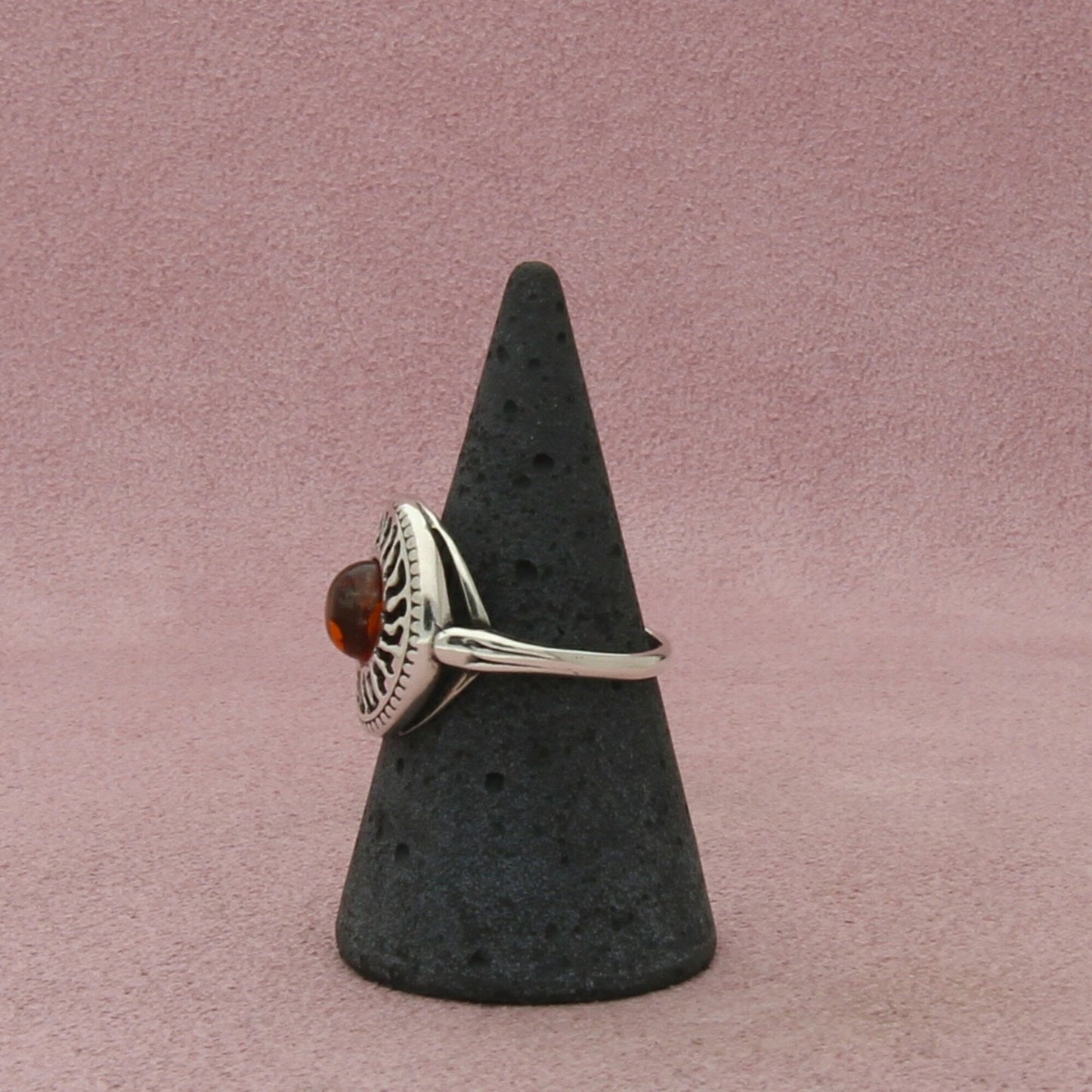 sterling silver amber sun ring size 7.25