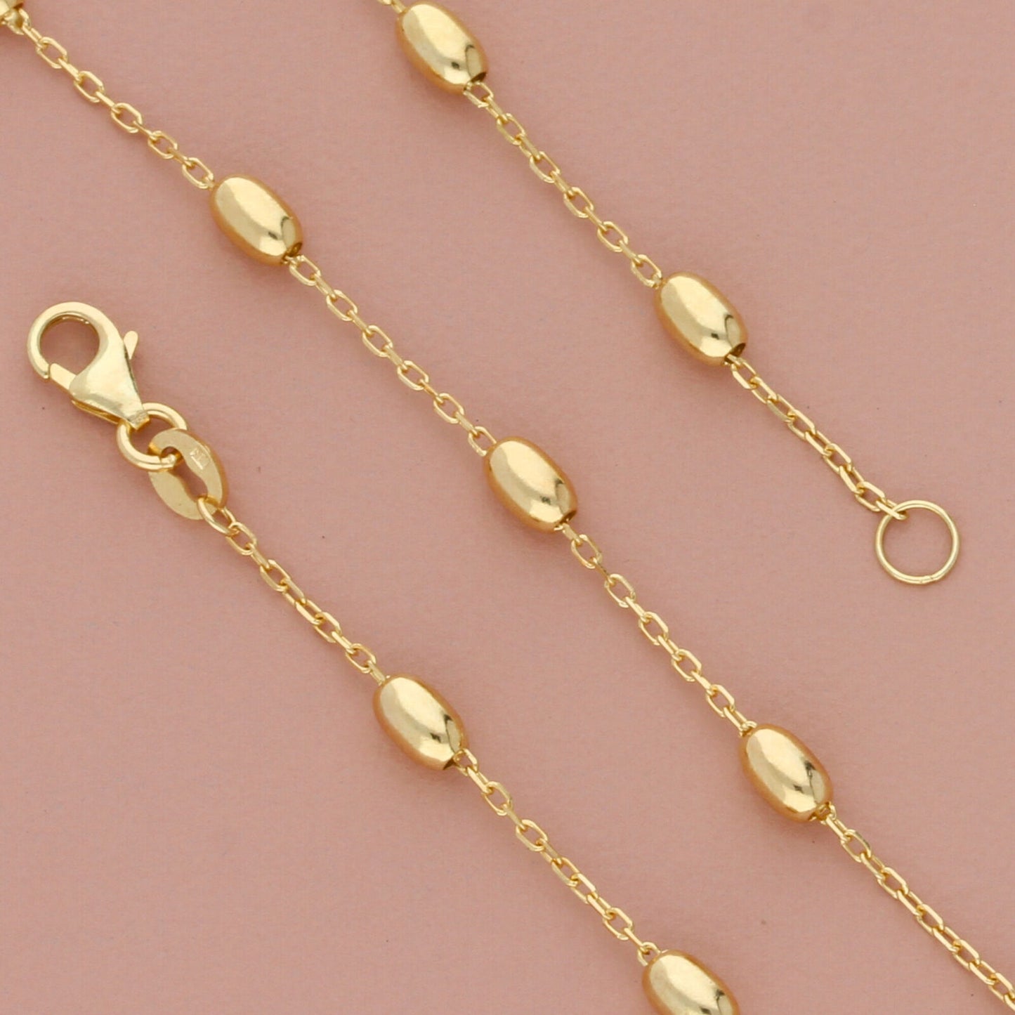 bony levy 14k yellow gold bead station chain necklace size 18in