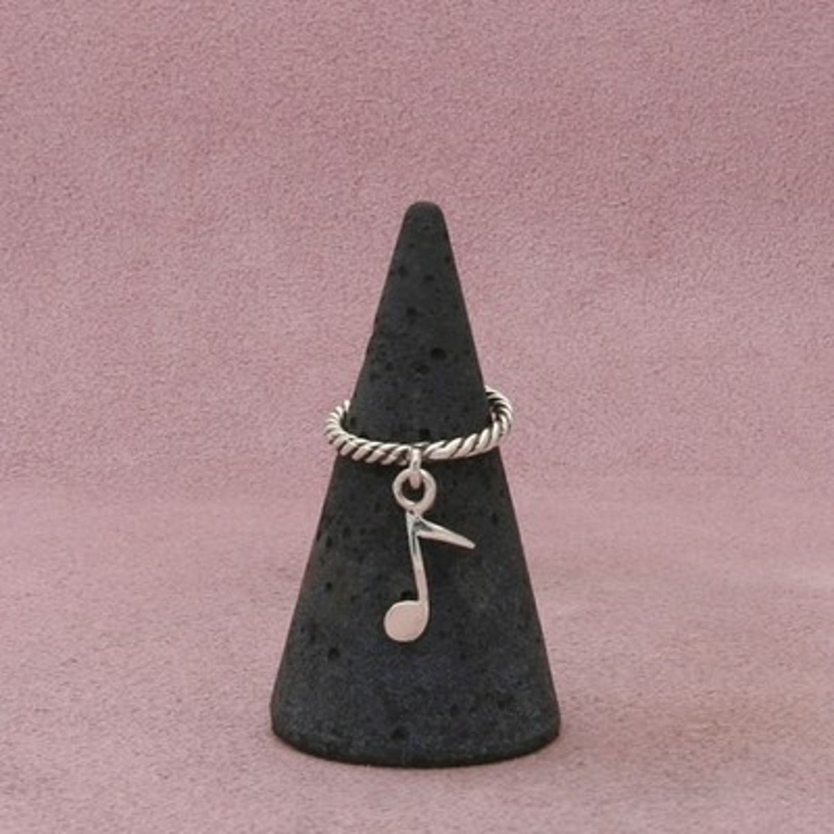 Sterling Silver Twisted Wire Musical Note Charm Ring Size 3