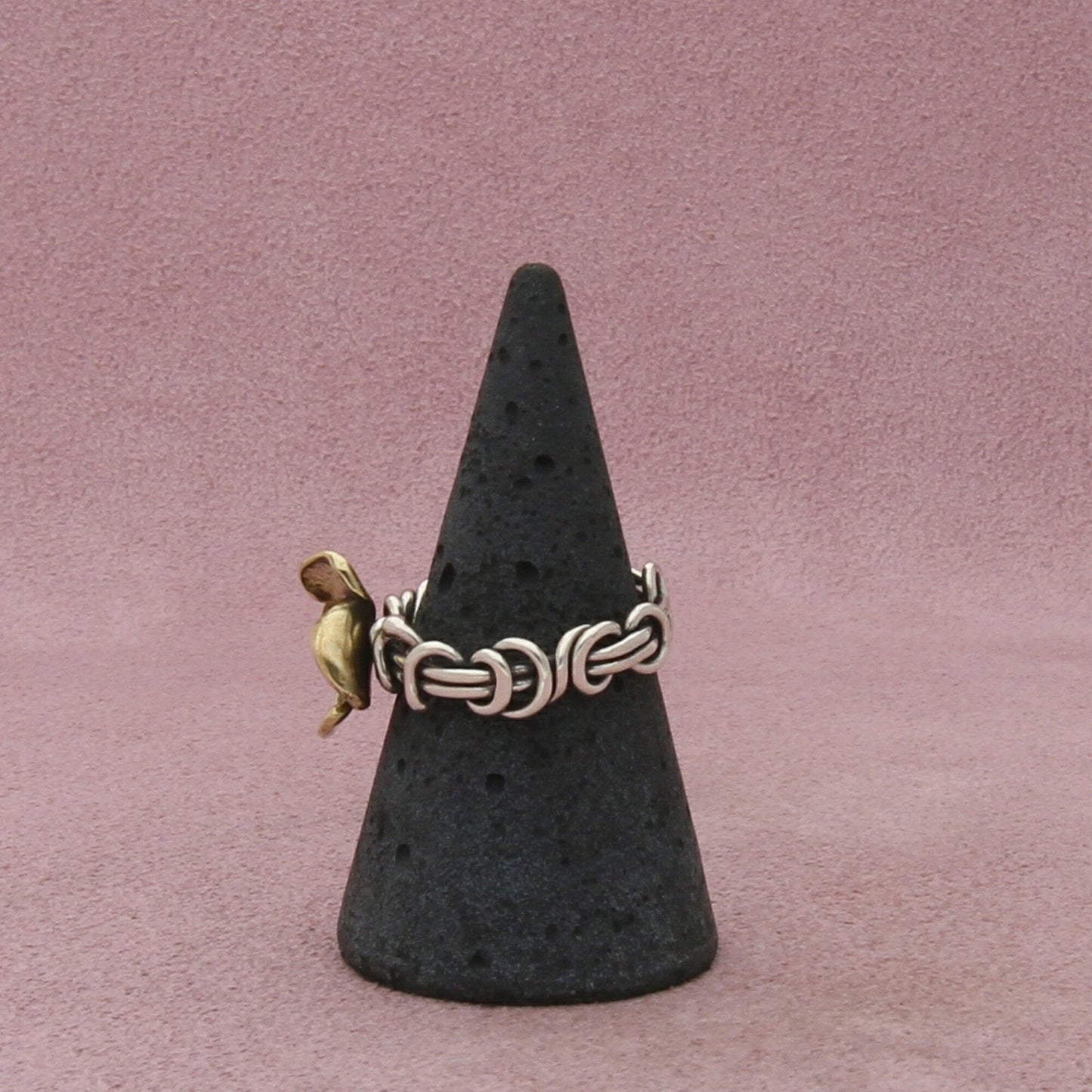 sterling silver artisan crafted brass accent flower ring size 7