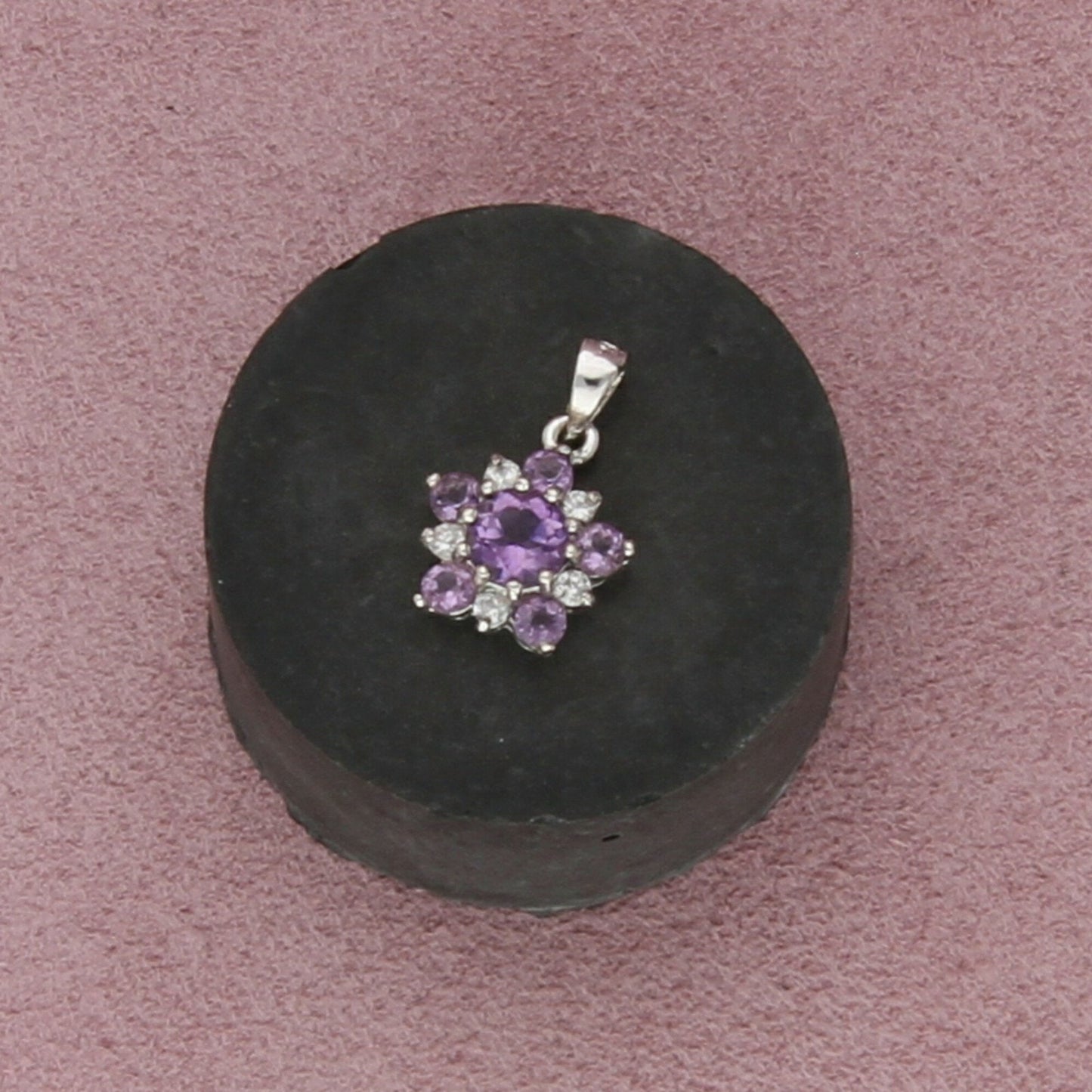 sterling silver amethyst flower pendant