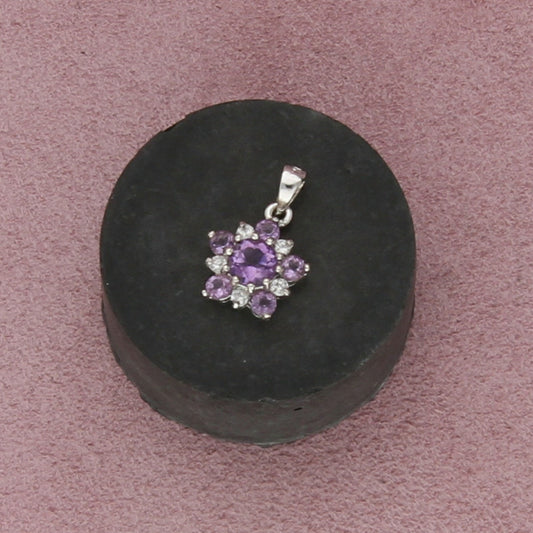 sterling silver amethyst flower pendant