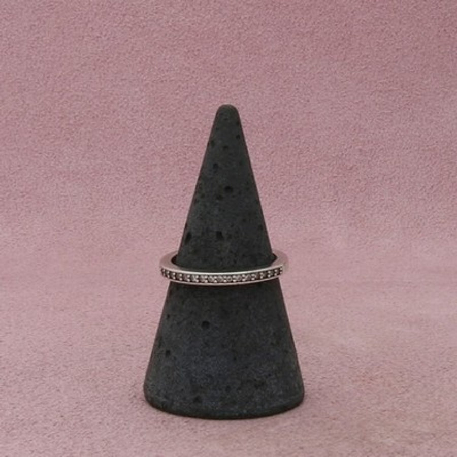 Sterling Silver Dainty Cz Stack Band Ring Size 7