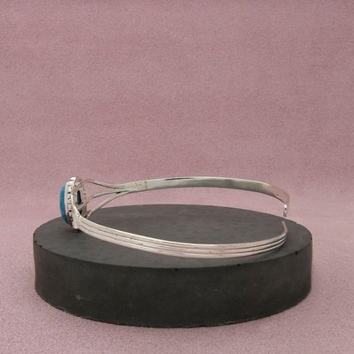 Sterling Silver Southwestern Oval Turquoise Adjustable Arm Cuff Bracelet 9in