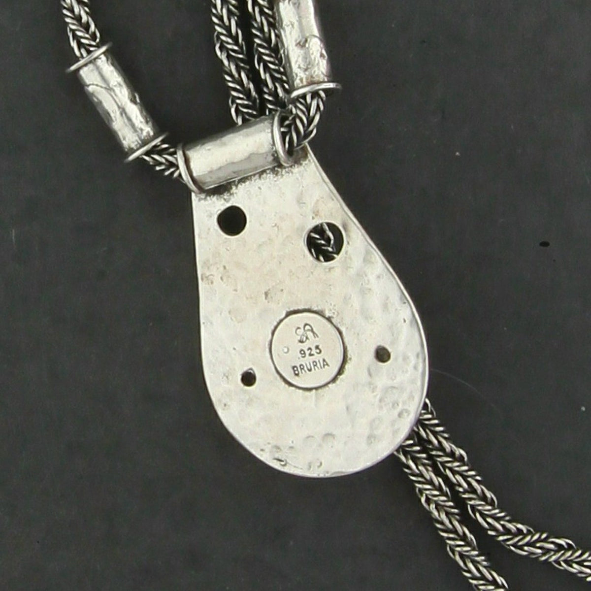 Bruria Tamir Sterling Silver Israel Roman Glass Pendant Necklace Size 19.75in