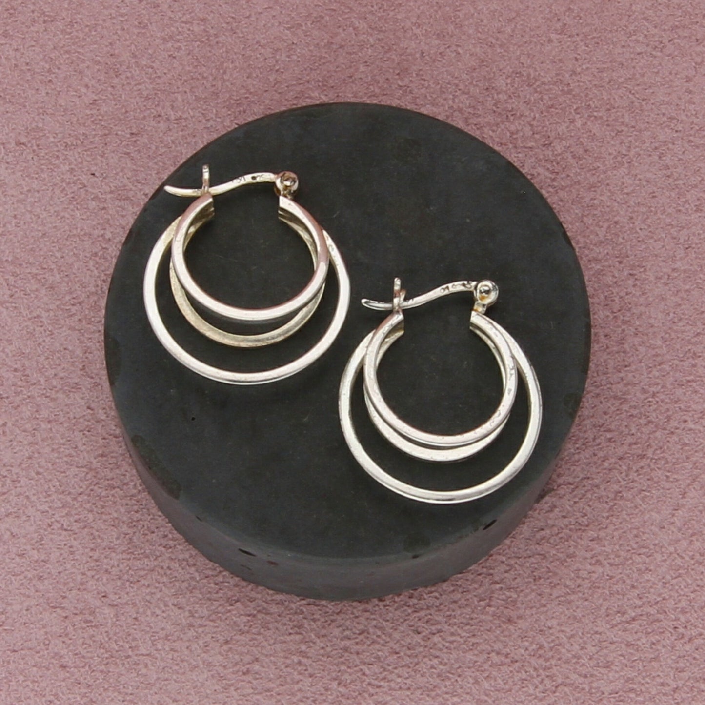 sterling silver vintage double layer hoop earrings