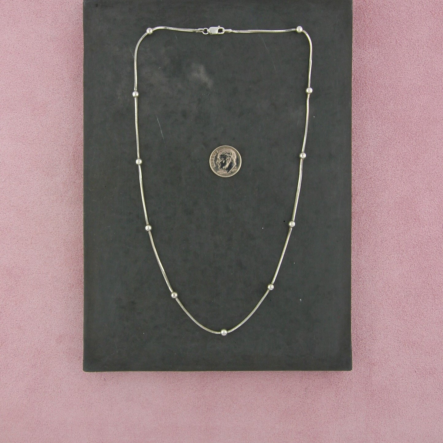sterling silver italian saturn bead chain necklace size 18in
