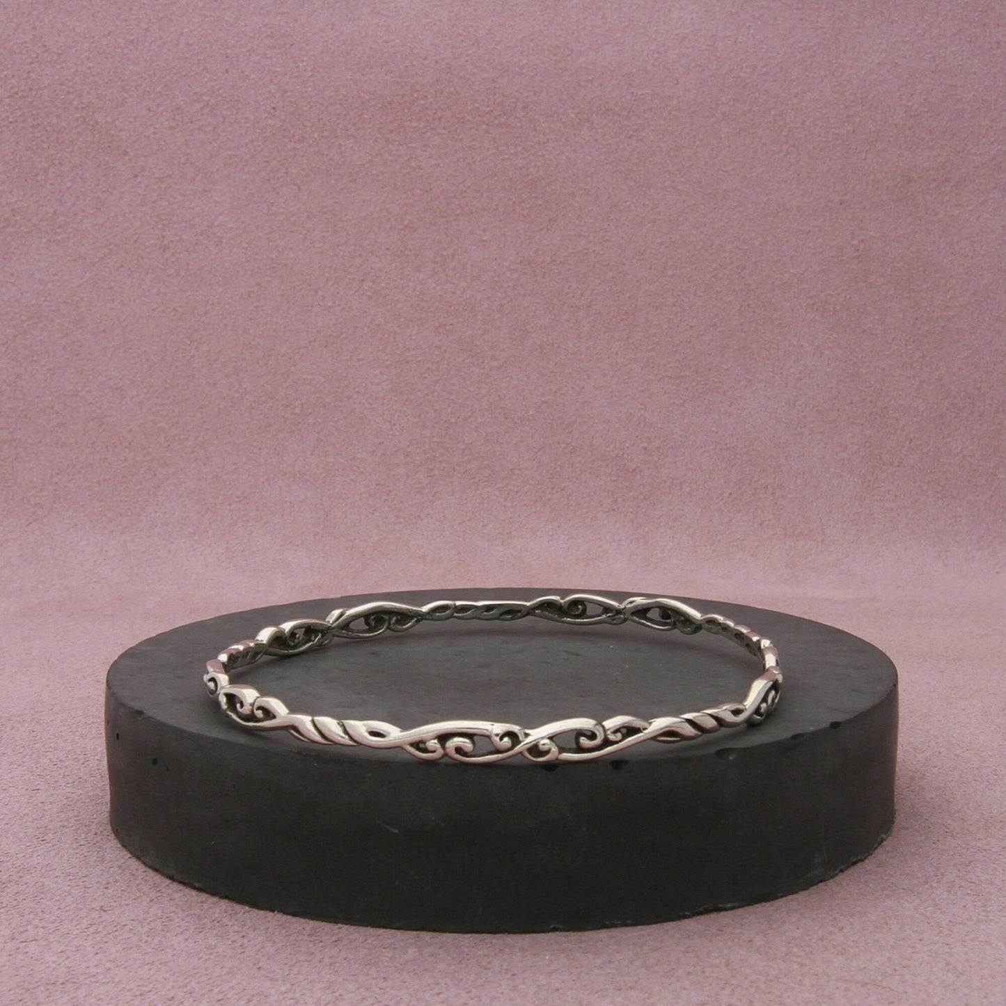 carolyn pollack sterling silver scroll stack bangle bracelet size 7.75in
