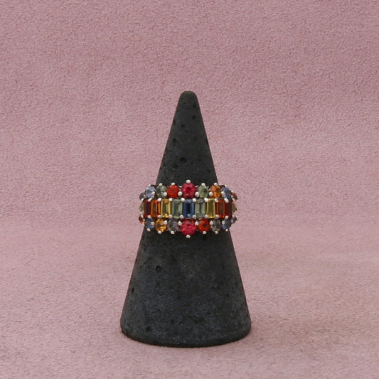sterling silver multi colored topaz ring size 6
