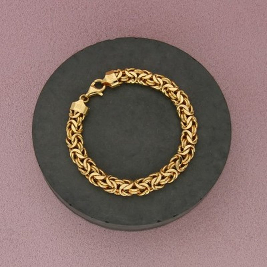 Itaor Sterling Silver Gold Plate Italy 8mm Byzantine Chain Bracelet Size 6.5in