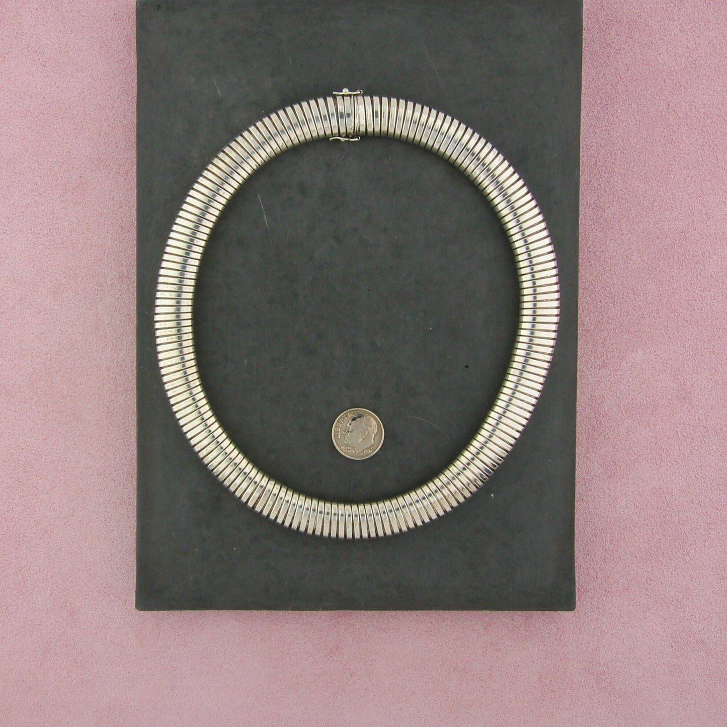 sterling silver vintage hand crafted tubogas necklace size 15.5in