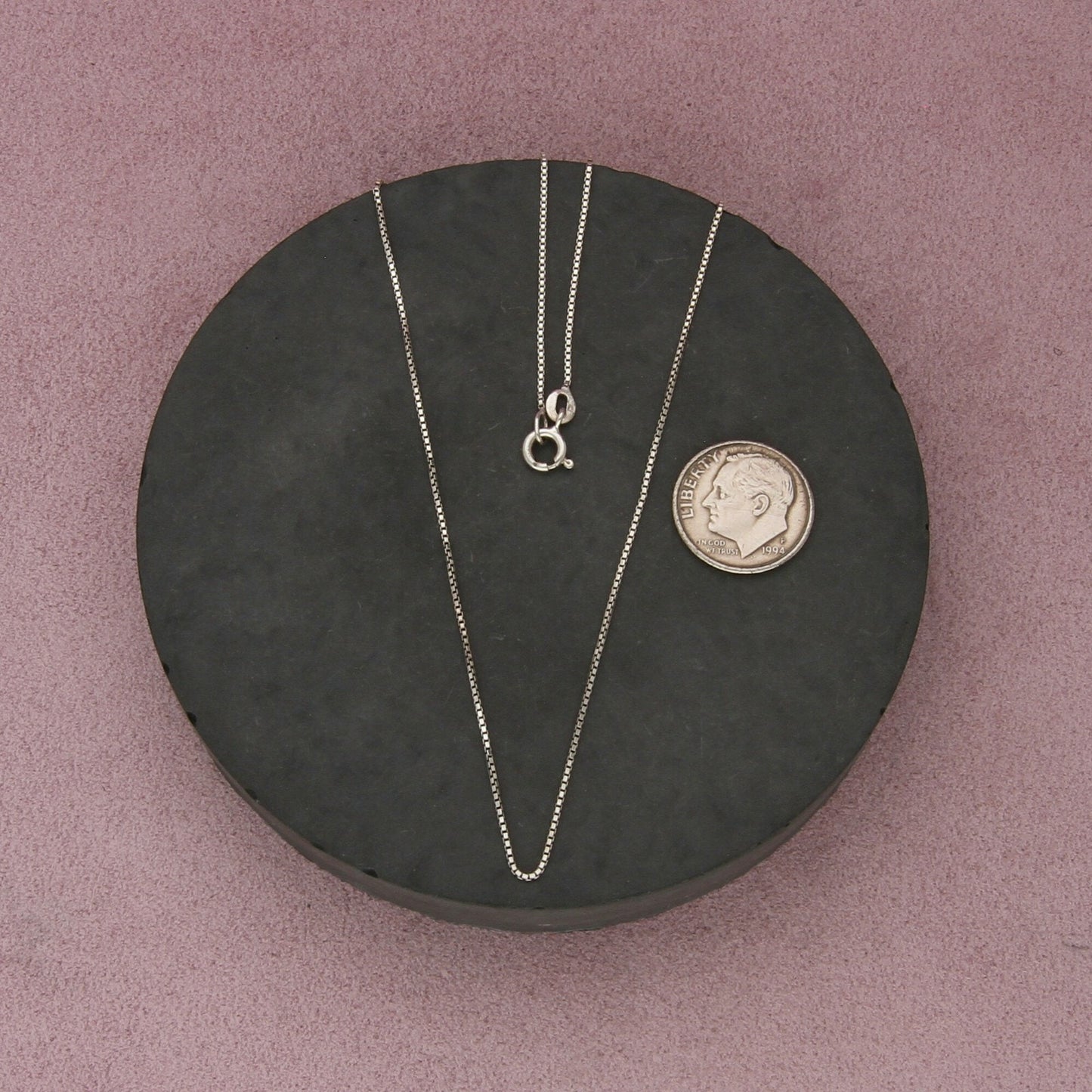 sterling silver italy 1mm box chain necklace size 19in